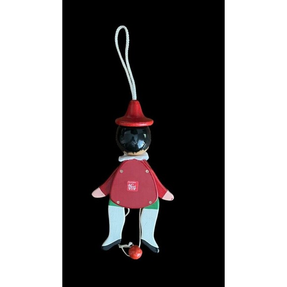Vintage Sevi Italy Wooden Pinocchio Jumping Jack Pull String Toy 7- 1/2" - Picture 3 of 3